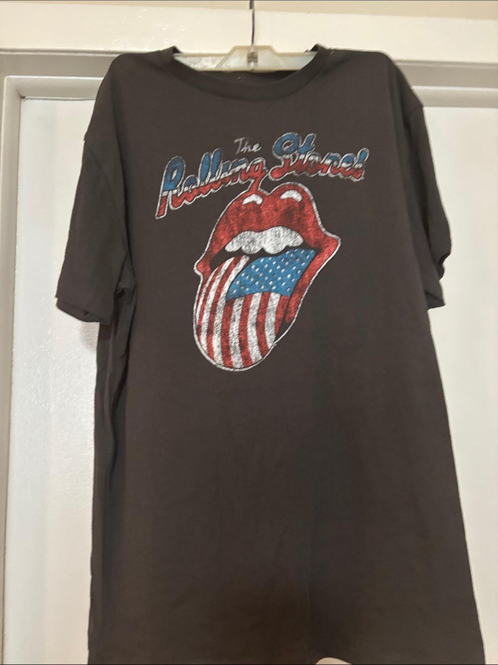 NWT The Rolling Stones Black Tee with Red, White and Blue Tongue Graphic M